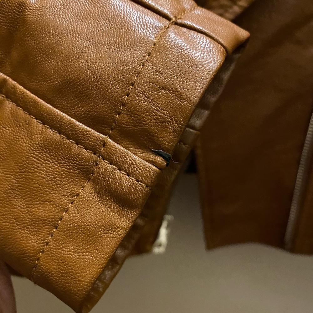 GUESS - brown leather jacket - Picture 5 of 8